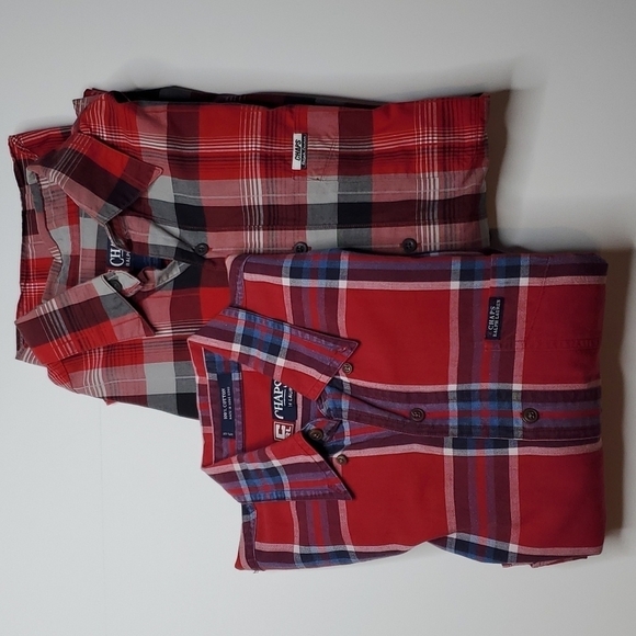 Chaps Ralph Lauren 2 for 1 Red Plaid mens Shirts M - Picture 1 of 5